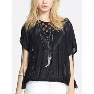 Free PEOPLE LACE TOP L boho chic whimsical goth festival romantic grunge witchy